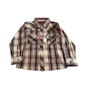 Cowboy Hardware Kids Western Plaid Snap Button Shirt 2T Farm Embroidered Rodeo